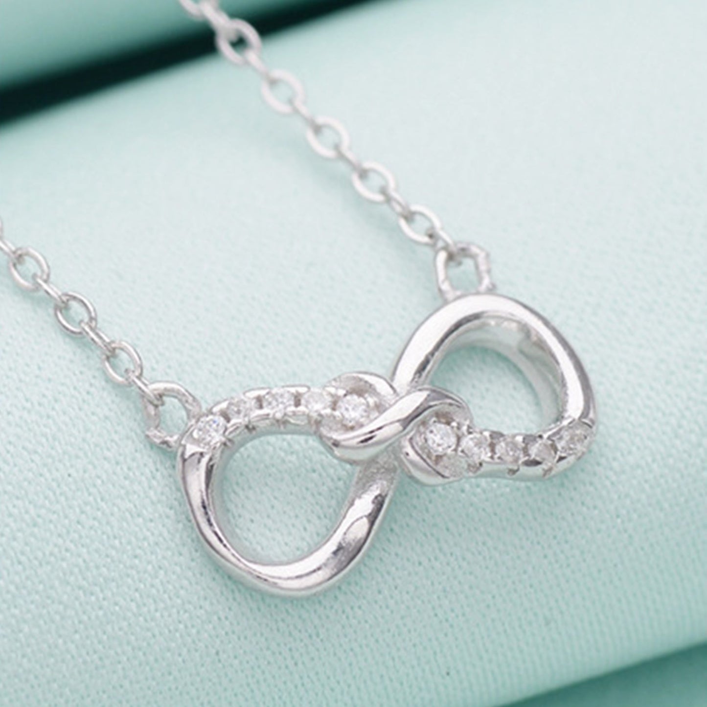 Sterling Silver Infinity Necklace With Crystal CZ Forever Infinite Jewellery - sugarkittenlondon
