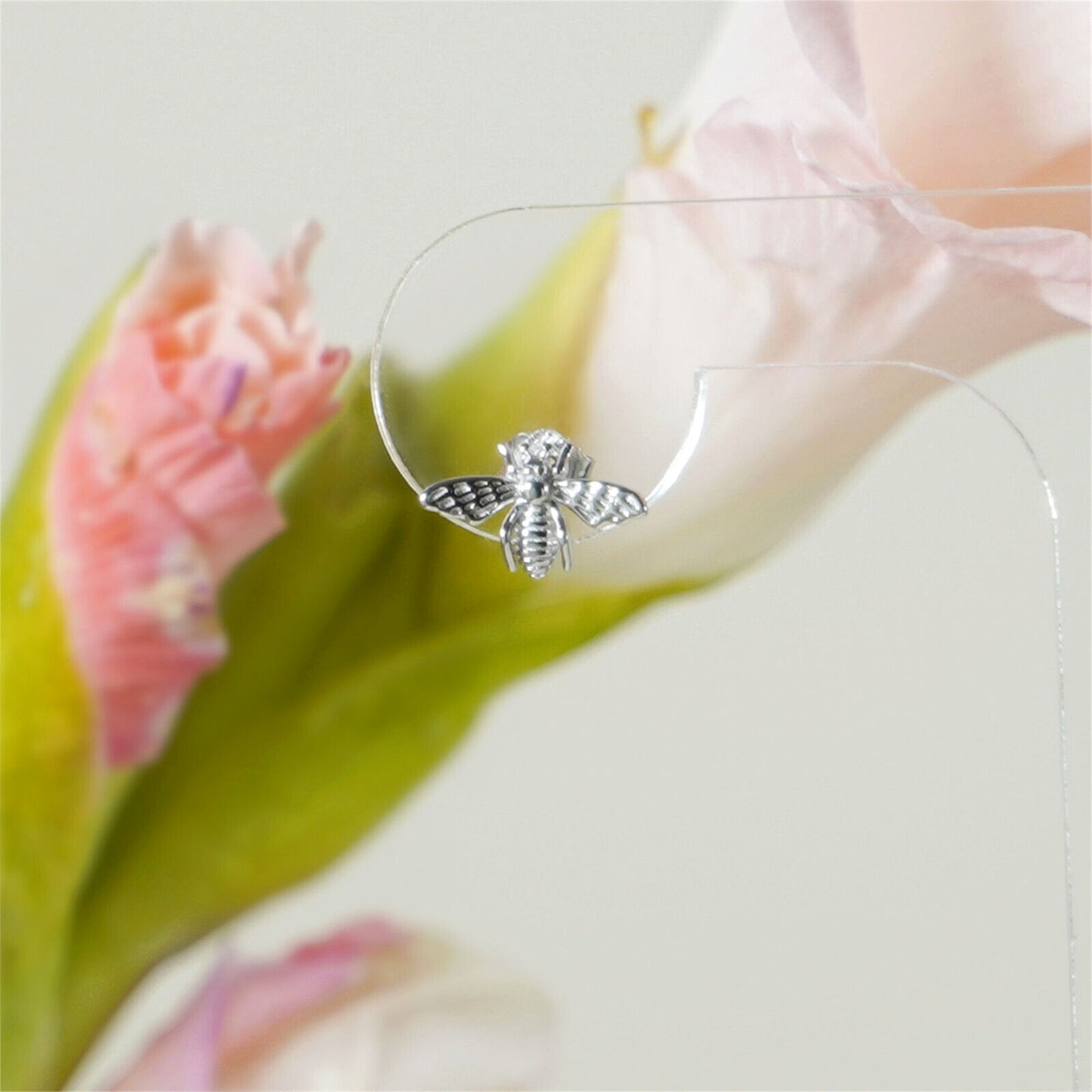 Rhodium on Sterling Silver Mini Honey Bee Stud Earrings - sugarkittenlondon