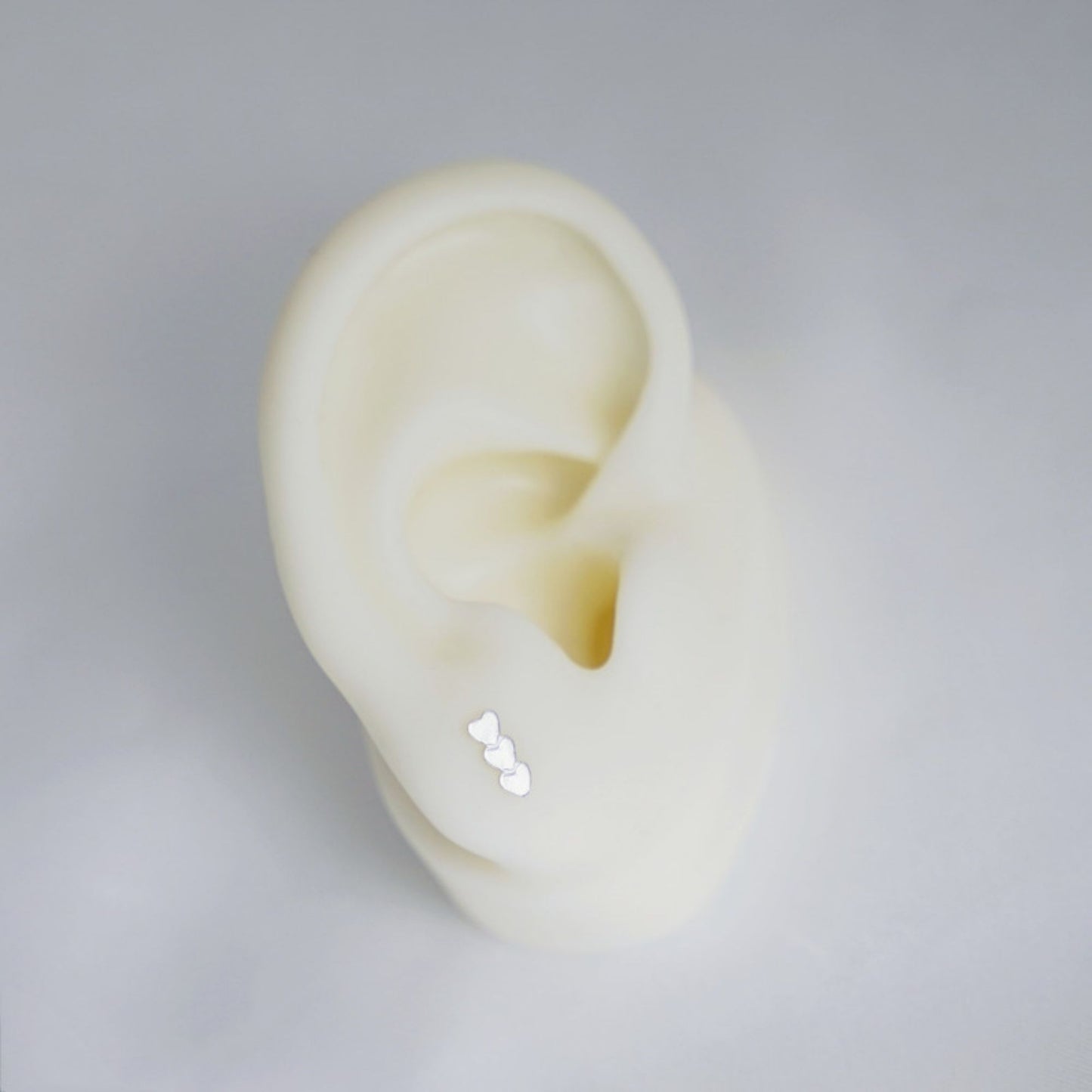 Sterling Silver Tiny Triple Love Hearts Post Stud Earrings - sugarkittenlondon