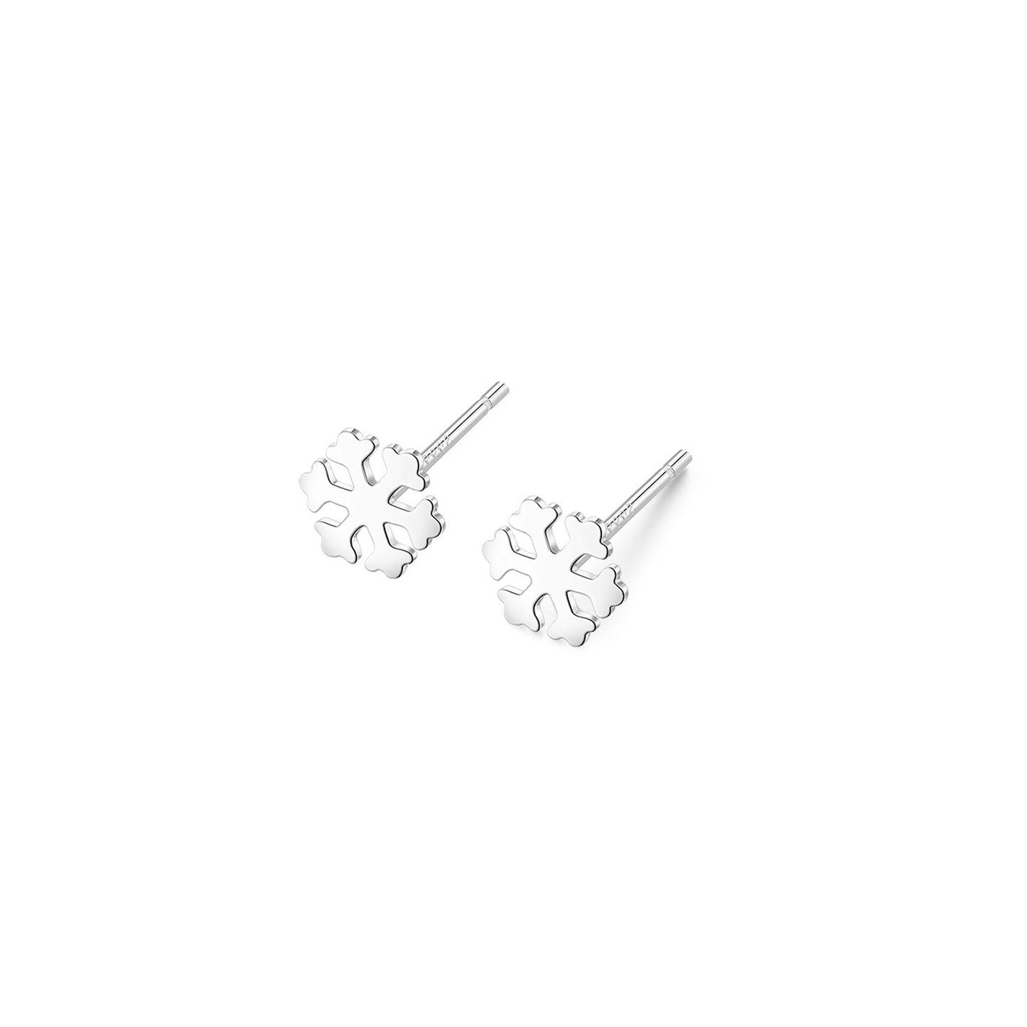 Fine Silver 999 6mm Hollow Out Snowflakes Christmas Stud Earrings - sugarkittenlondon
