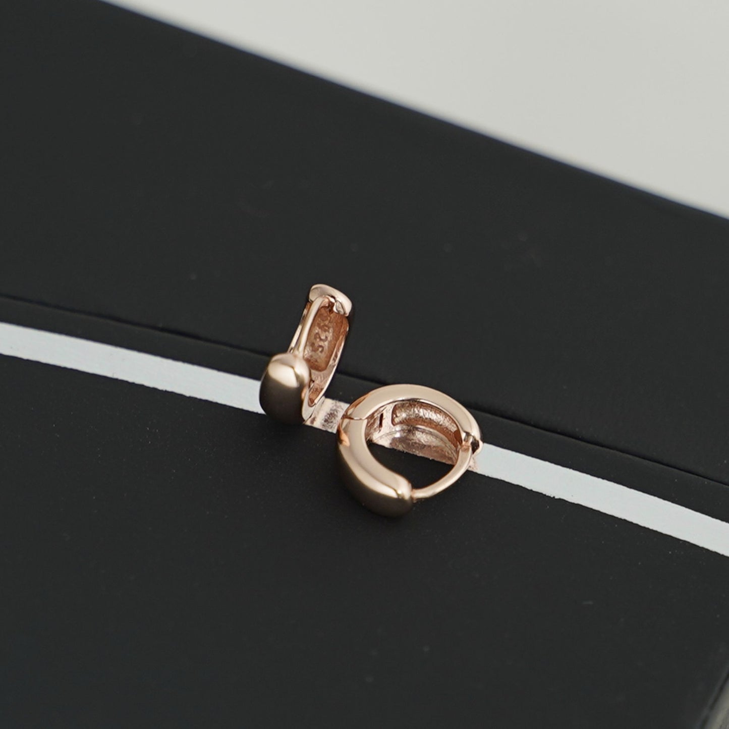 Rose Gold on Sterling Silver Hoop Sleeper Earrings in 6mm, 8mm, and 10mm