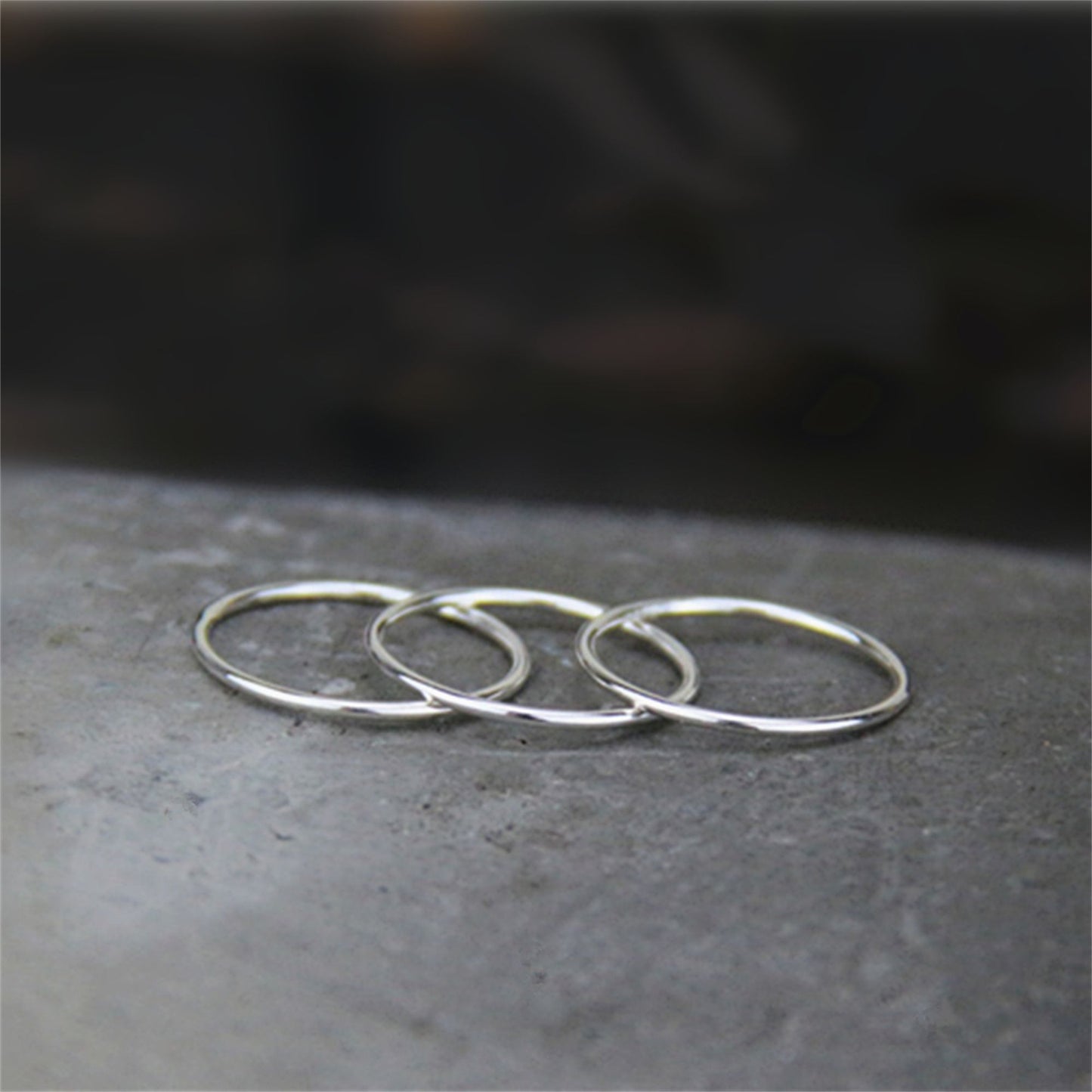 1mm Sterling Silver Skinny Round Band Stacking Above Ring E - U - sugarkittenlondon