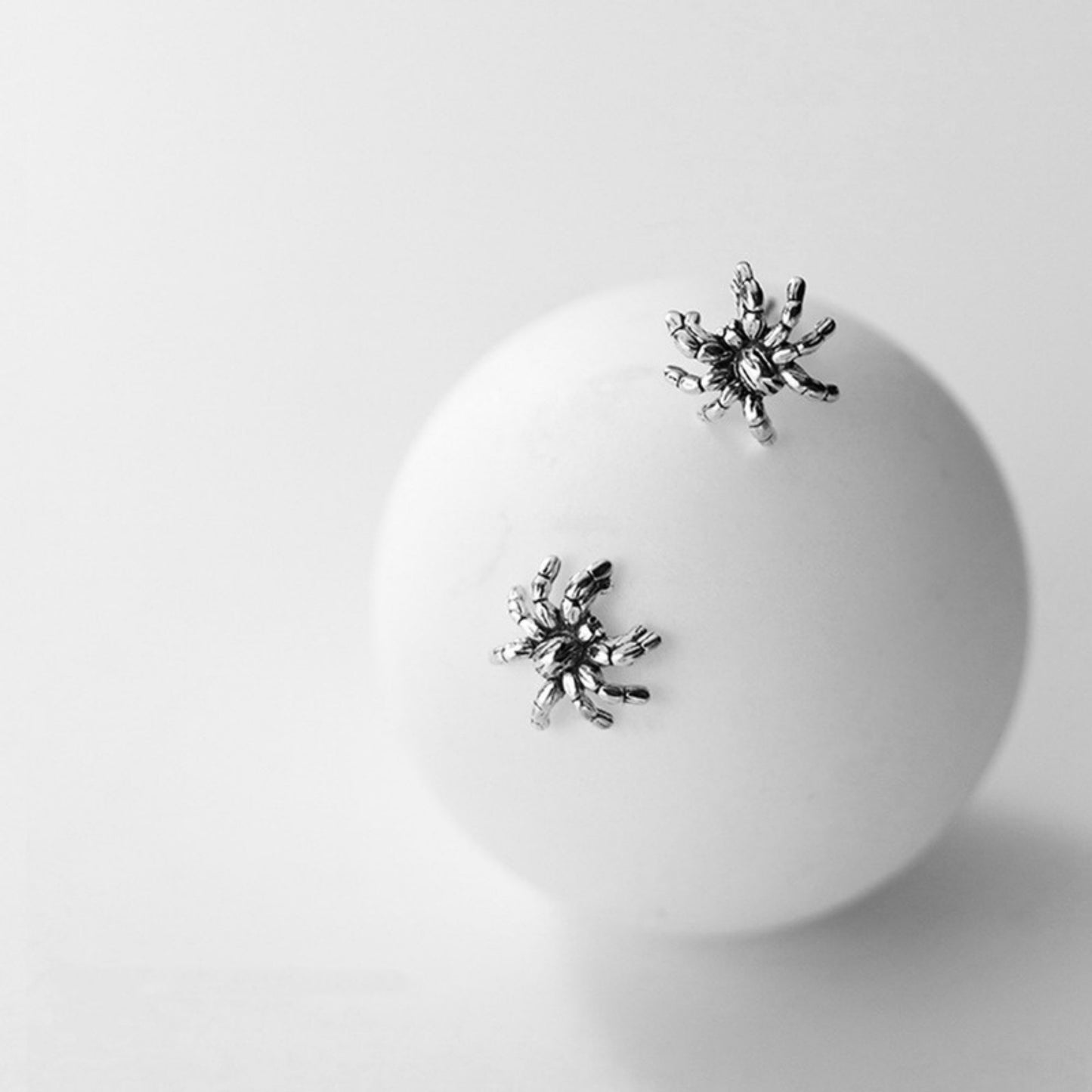 Sterling Silver Oxidized Black Spider Gothic Punk Stud Unisex Earrings - sugarkittenlondon