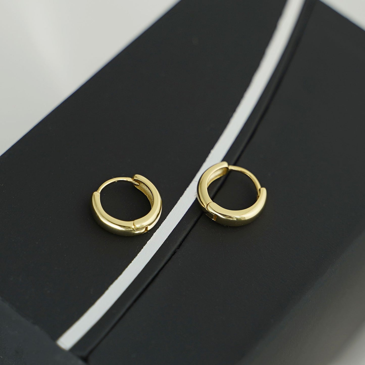 18K Gold on Sterling Silver 3mm Band Huggie Sleeper 6mm hoop earrings, 8mm & 10mm