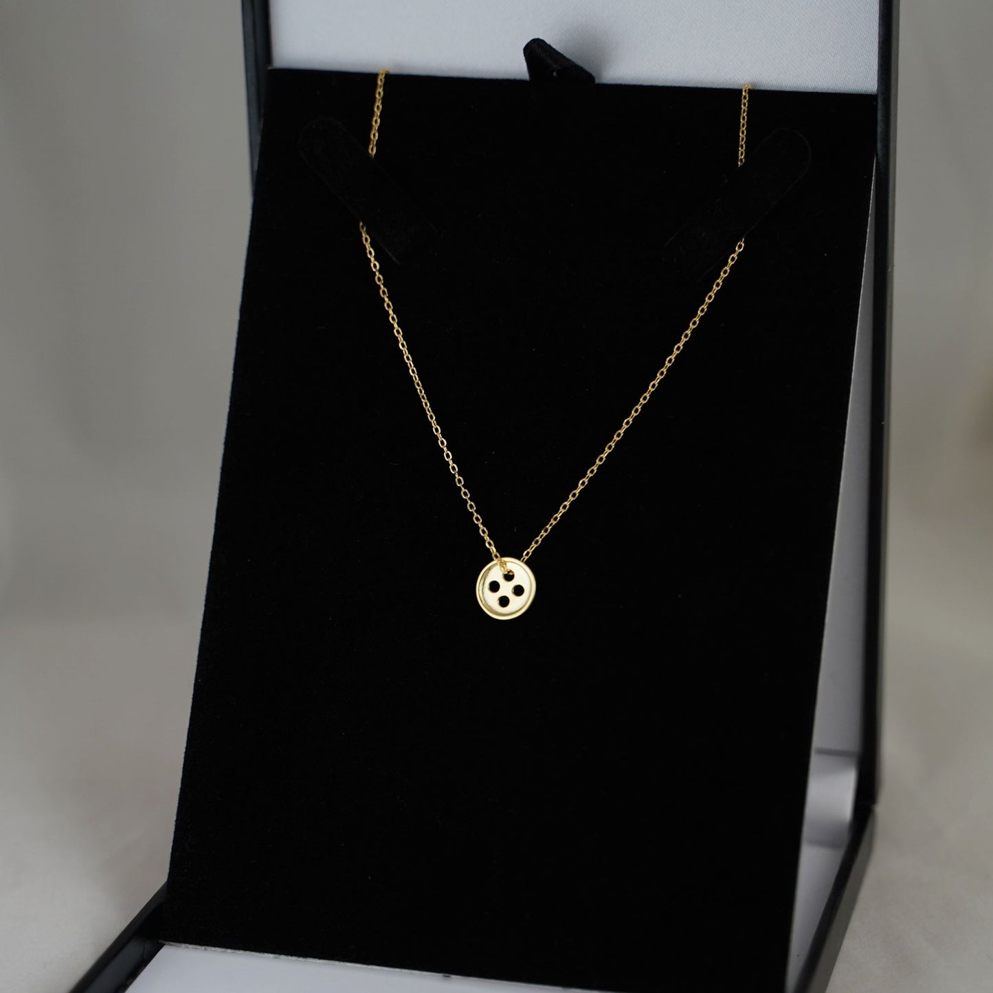 Sterling Silver Cute as a Button Sewing Button Disc Dot Necklace 3 Tones - sugarkittenlondon