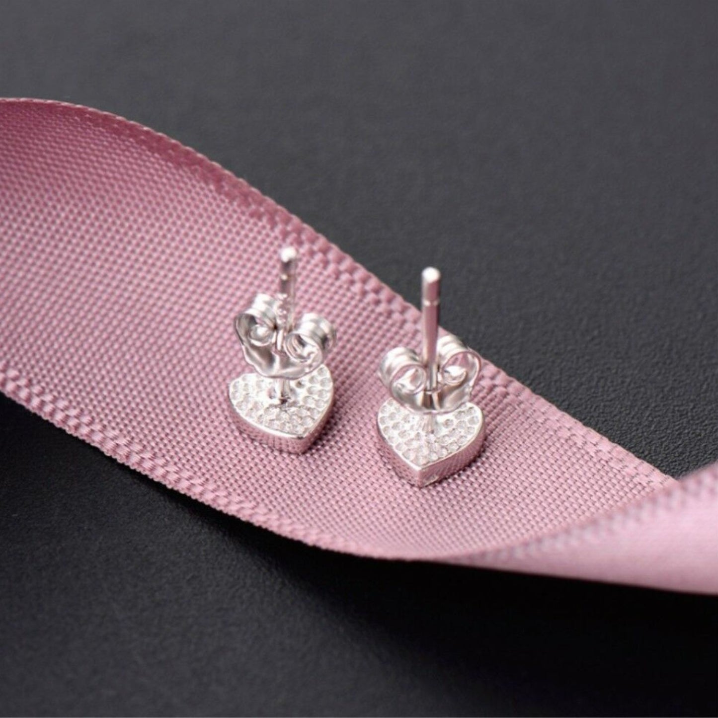 Sterling Silver Small Plain 5mm Black Glazed Love Heart Stud Earrings - sugarkittenlondon