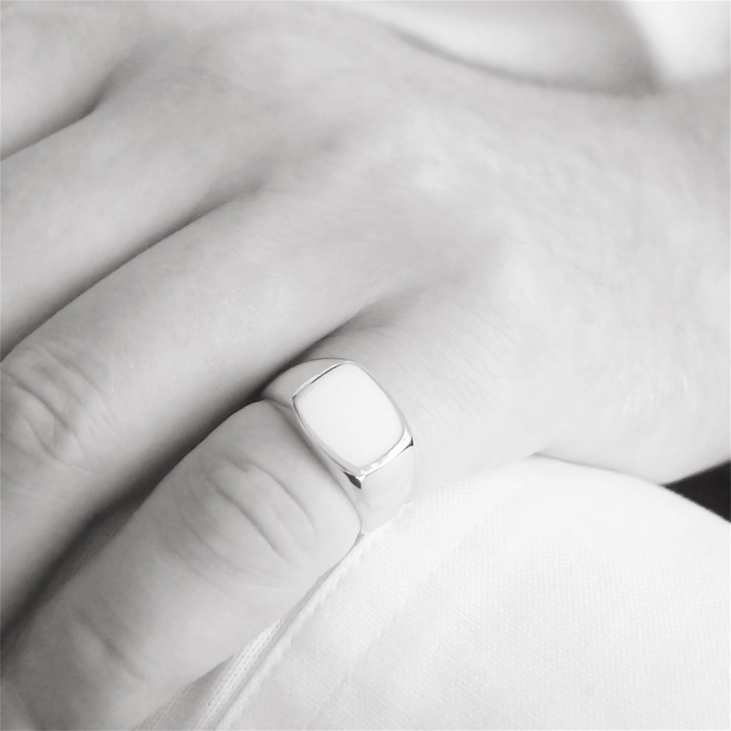 Sterling Silver Unisex Cushion Square Signet Ring Boxed N Shiny Polished - sugarkittenlondon