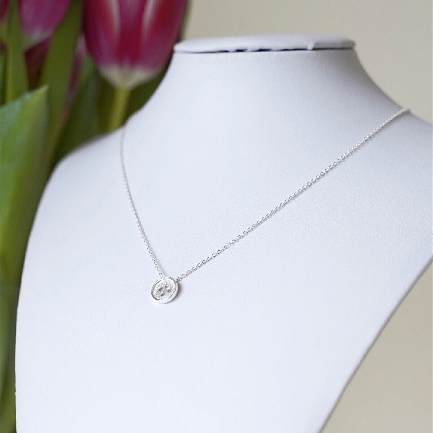 Sterling Silver Cute as a Button Sewing Button Disc Dot Necklace 3 Tones - sugarkittenlondon