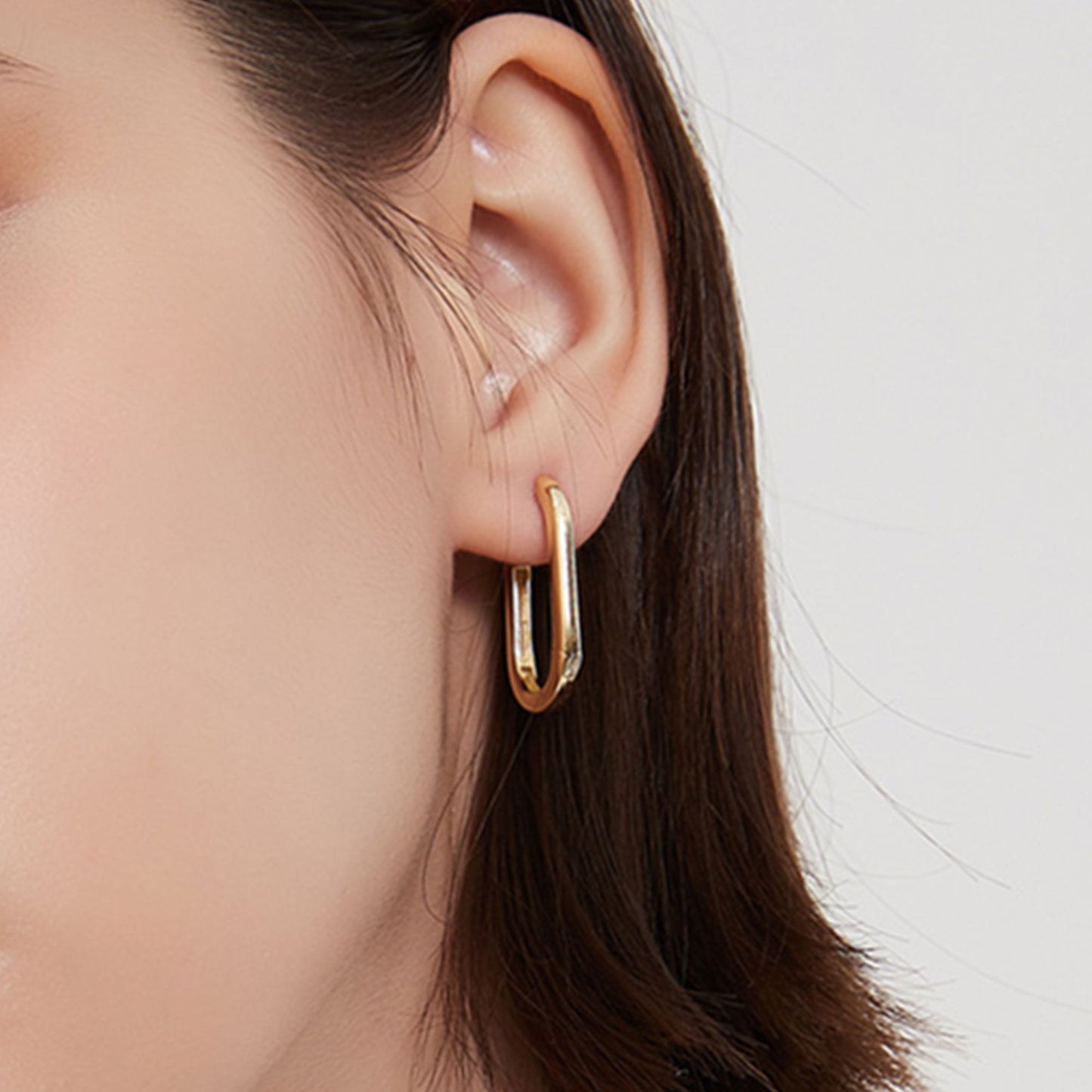 26mm 18K Gold Oval Hoop Earrings with Sterling Silver Backing