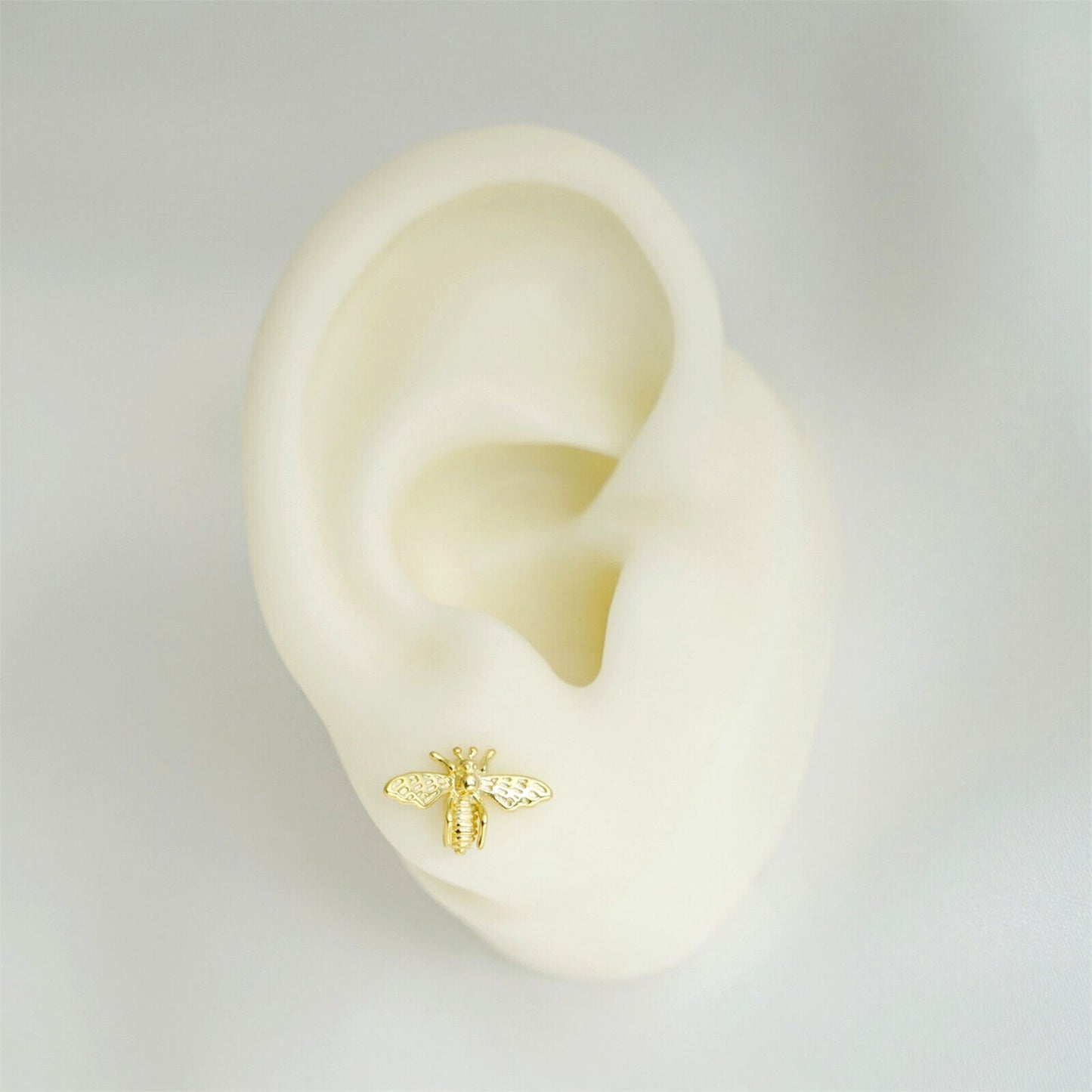 18K Gold on Sterling Silver Mini Honey Bee Stud Earrings - sugarkittenlondon