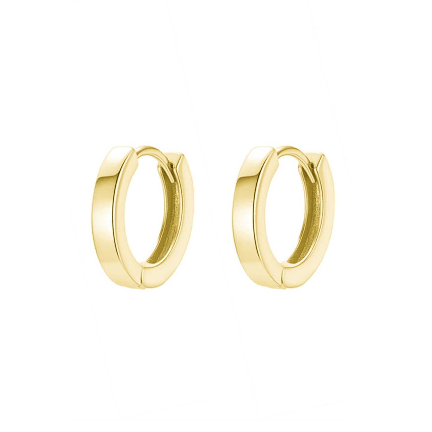 18K Gold Hoop Earrings on Sterling Silver - Thin Cuff, 1.7mm Band, 6.5mm Diameter