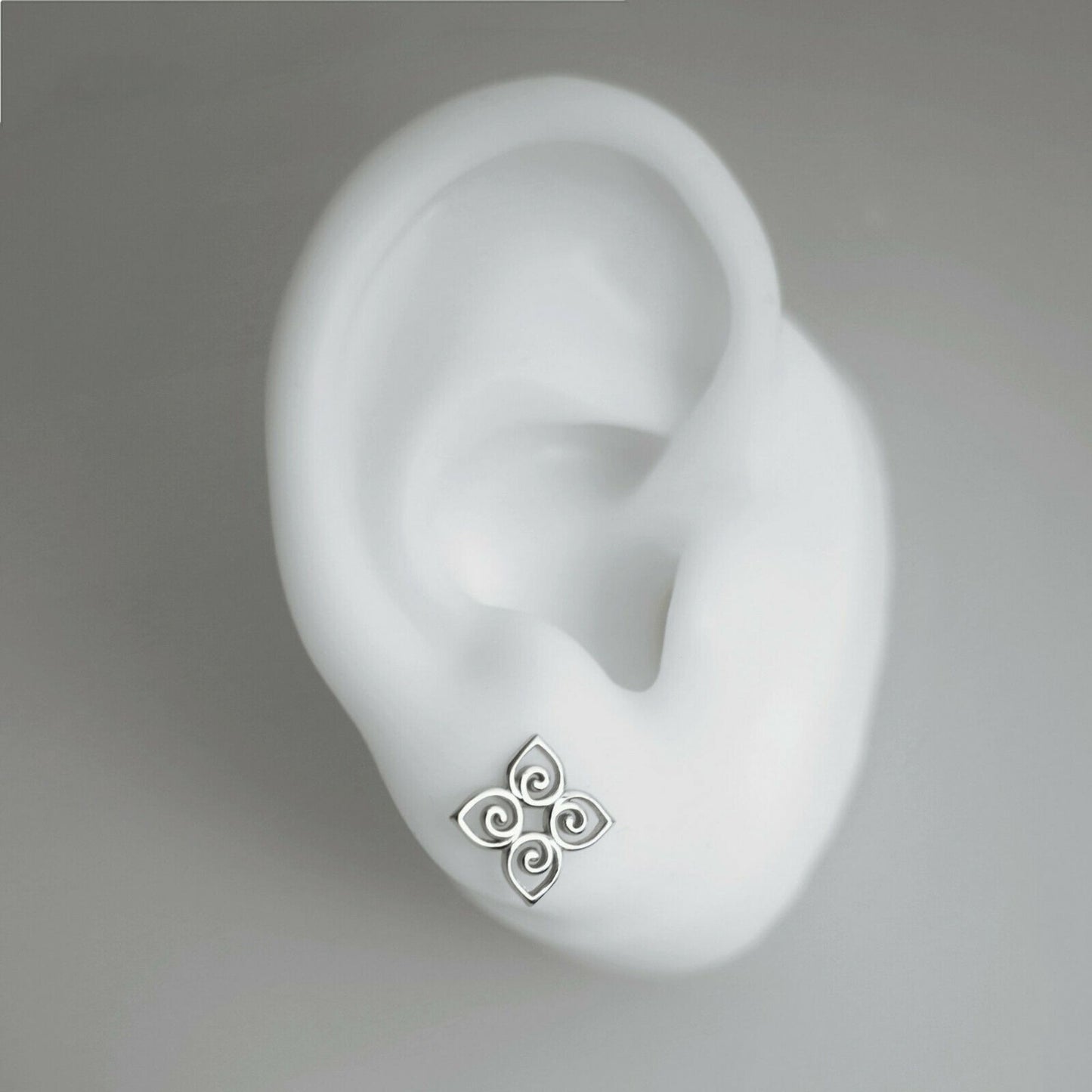 Sterling Silver Celtic Knot Square Diamond Floral Filigree Stud Earrings - sugarkittenlondon
