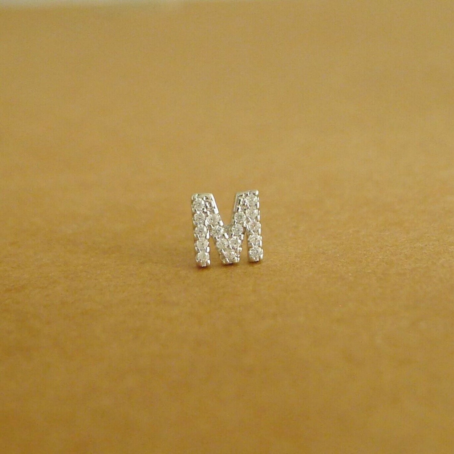 Sterling Silver CZ Alphabet Letter Stud Earrings A-Z - Paved with Cubic Zirconia