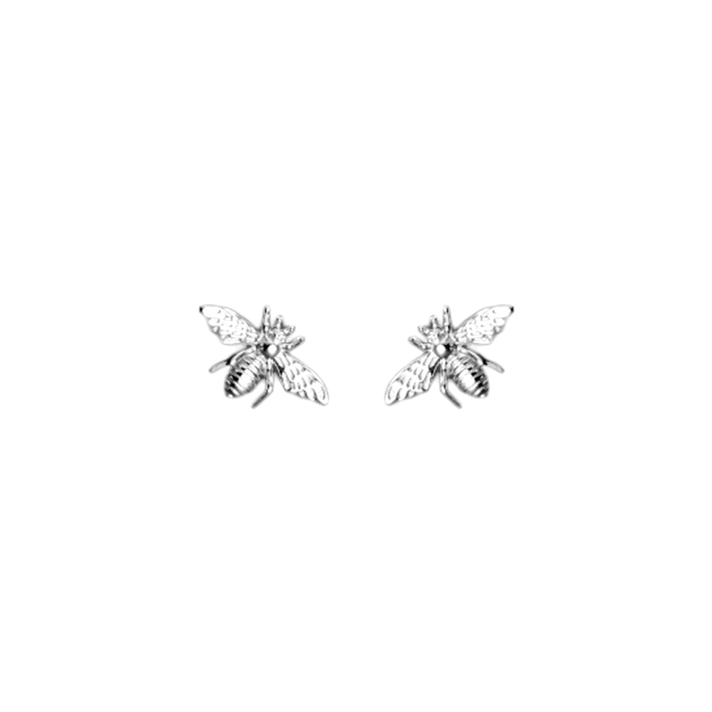 Rhodium on Sterling Silver Mini Honey Bee Stud Earrings - sugarkittenlondon