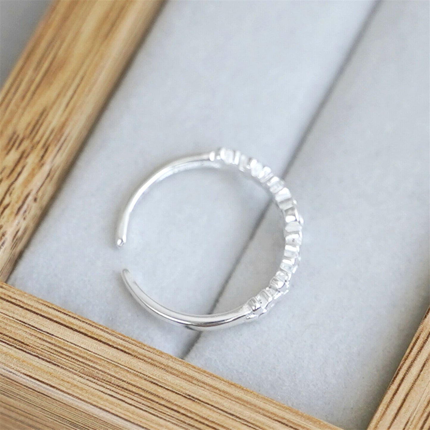 Sterling Silver Linked Flowers Flower Branch Open Band Ring L - P Adjustable - sugarkittenlondon