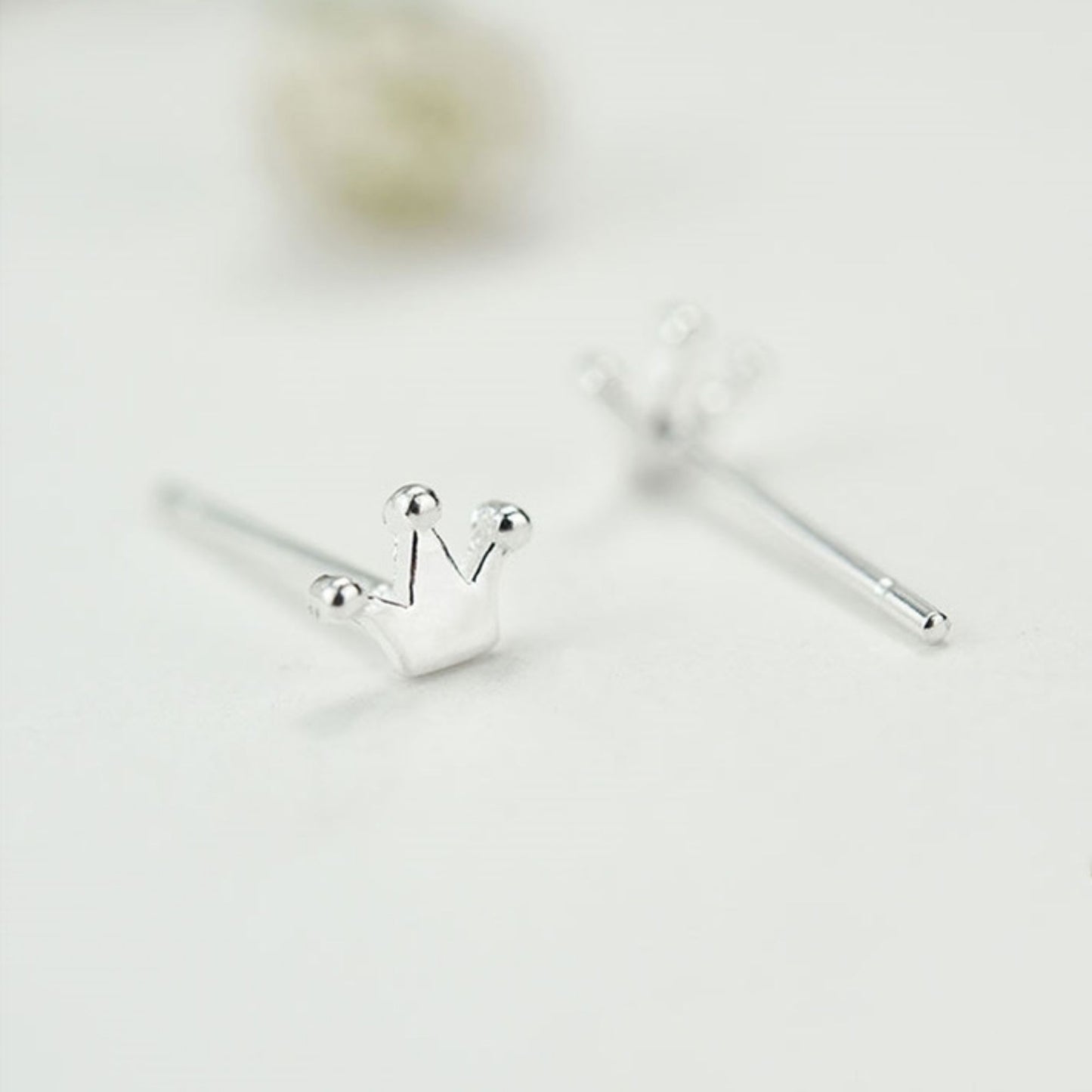 Sterling Silver Mini Crown Stud Earrings - sugarkittenlondon