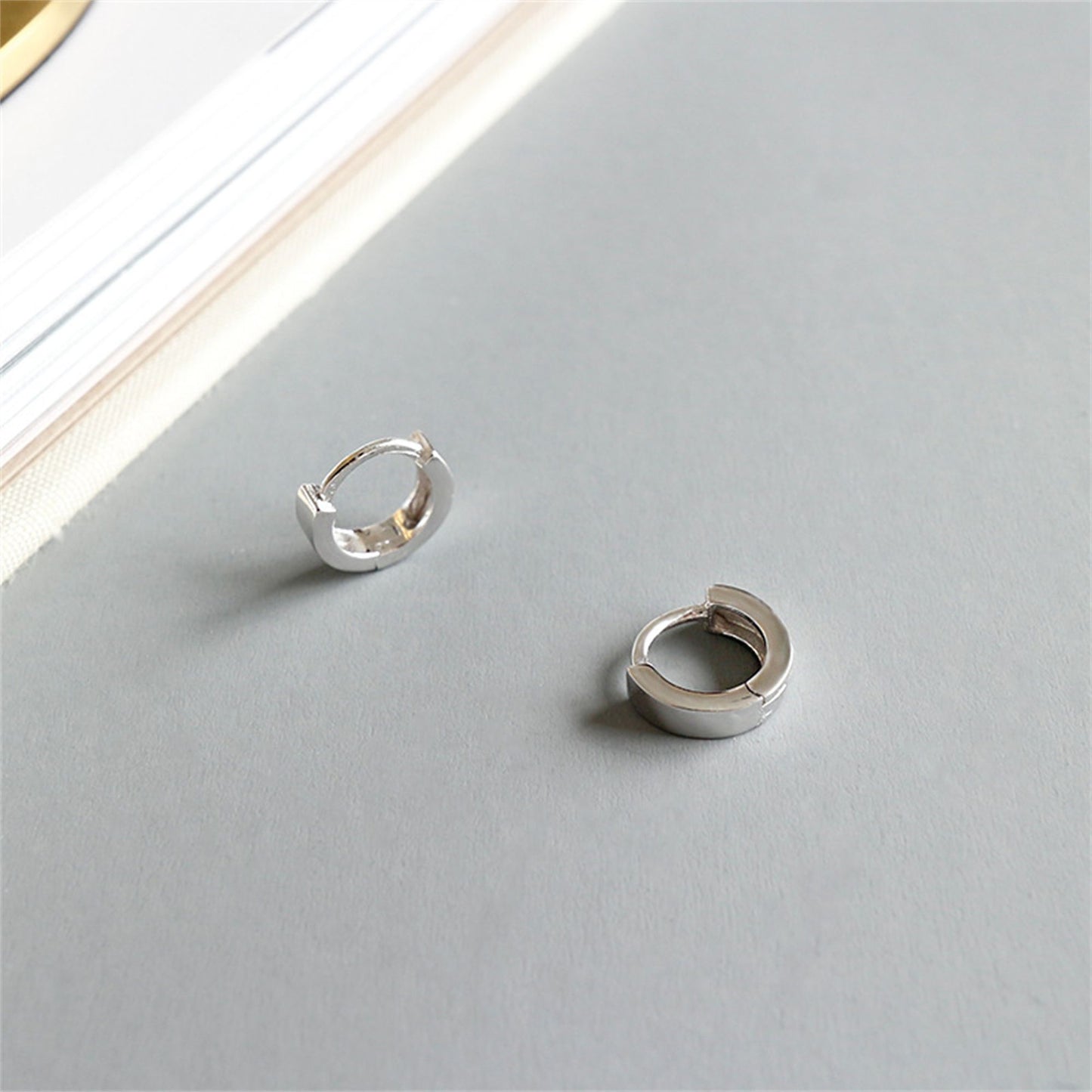 6mm Sterling Silver Plain Small Cuff Hoop Huggie Earrings