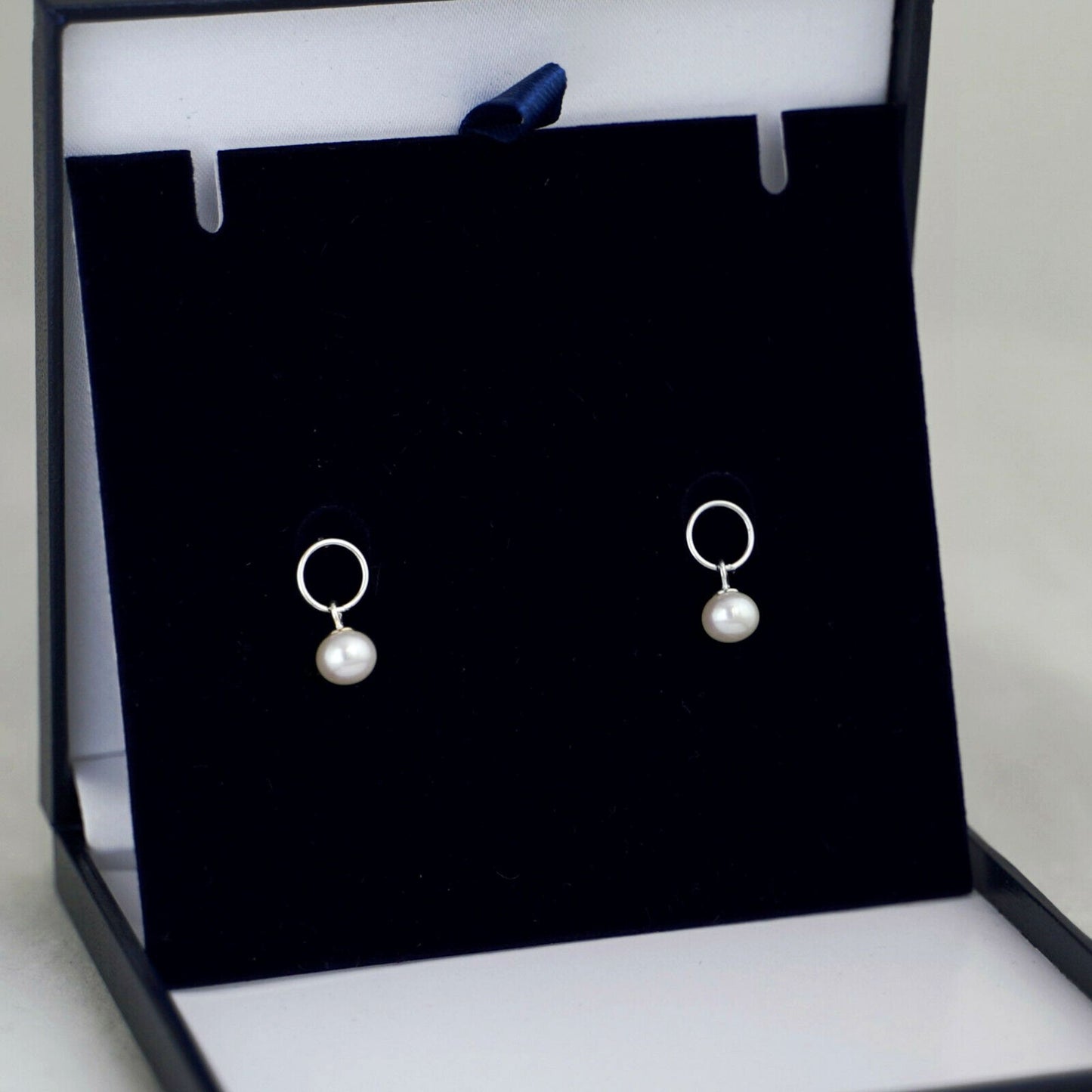 Sterling Silver Button Pearl Drop Earrings with Circle Accents - sugarkittenlondon