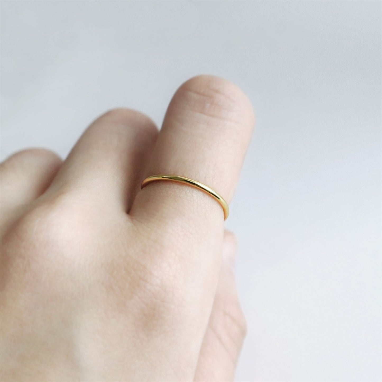 1.2mm Gold on Sterling Silver Skinny Round Band Stacking Above Ring E1/2 - R - sugarkittenlondon