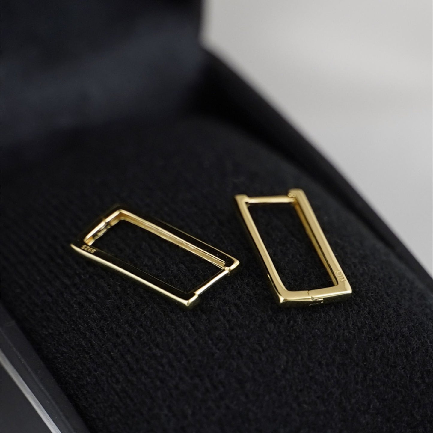 Square Huggie Hoop Drop Earrings in 18K Gold Plated Sterling Silver