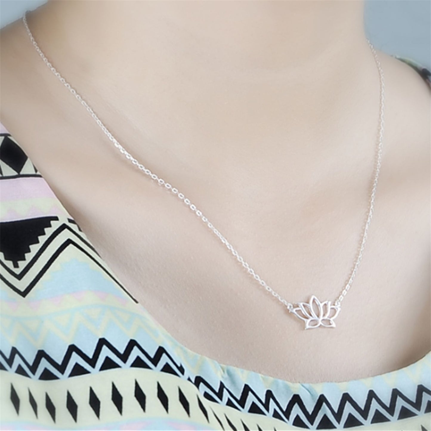 Sterling Silver Lotus Flower Yoga Zen Namaste Pendant Necklace Jewellery - sugarkittenlondon