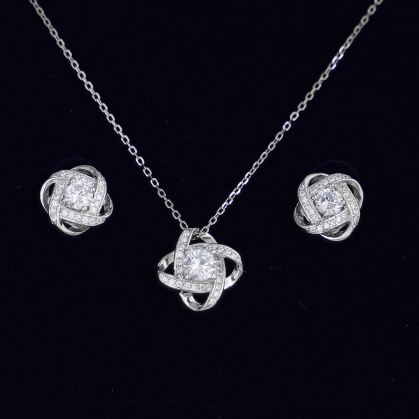 Sterling Silver CZ Halo Knot Flower Stud Earrings Jewellery Women Lady II - sugarkittenlondon