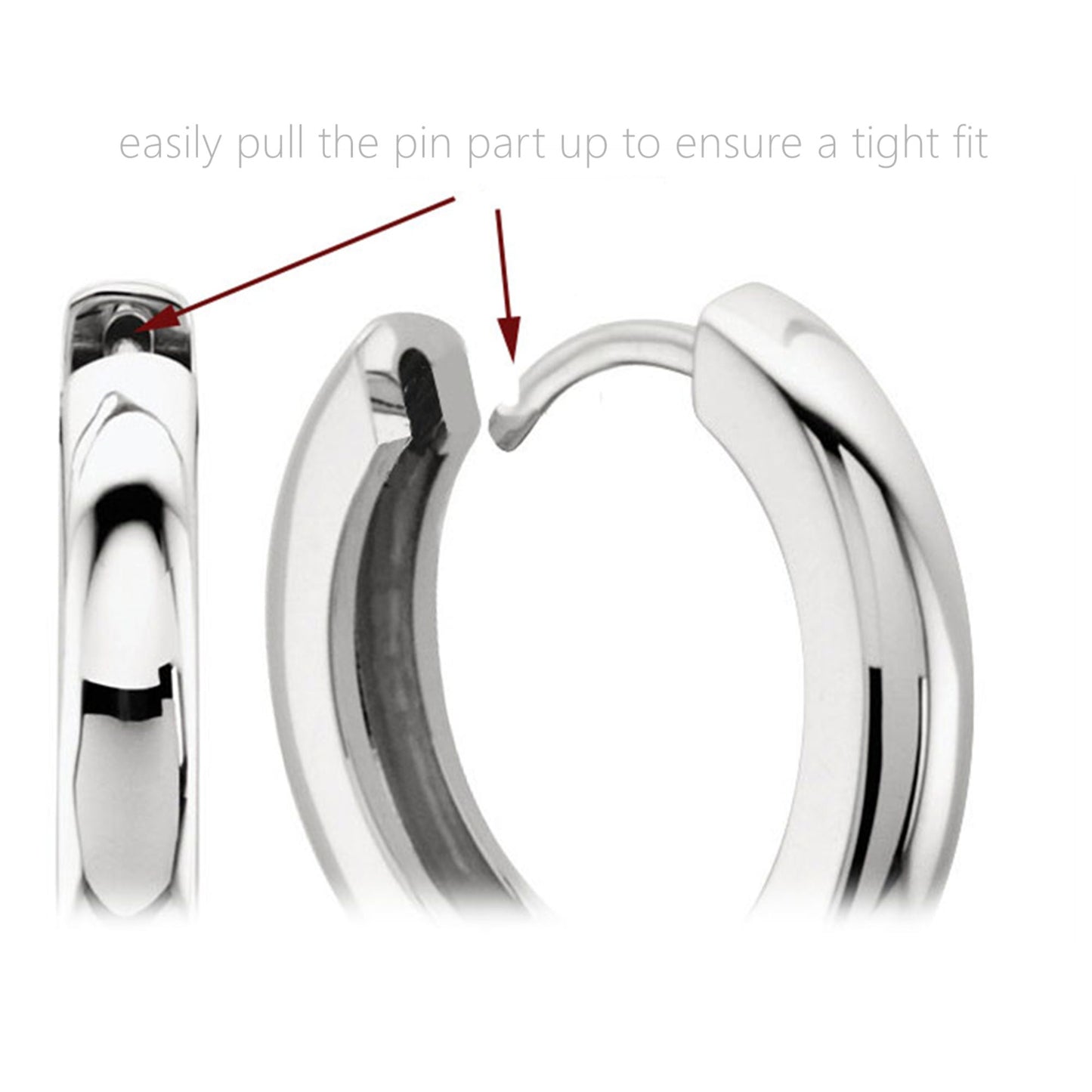 18K Gold Huggie Earrings on Sterling Silver Base, Small 8mm Hoop, 2mm Band, Unisex