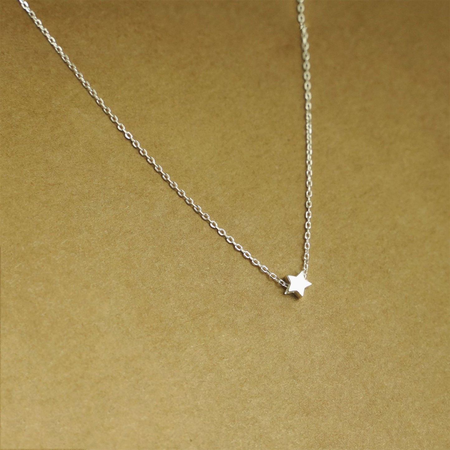 Sterling Silver Mini 4.5mm 3D Star Pendant Charm Belcher Chain Necklace 16-18'' - sugarkittenlondon