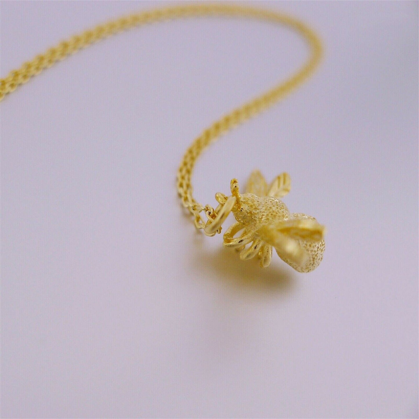 Sterling Silver Honey Bee Queen Bee Insect Pendant Necklace 3 Tones - sugarkittenlondon