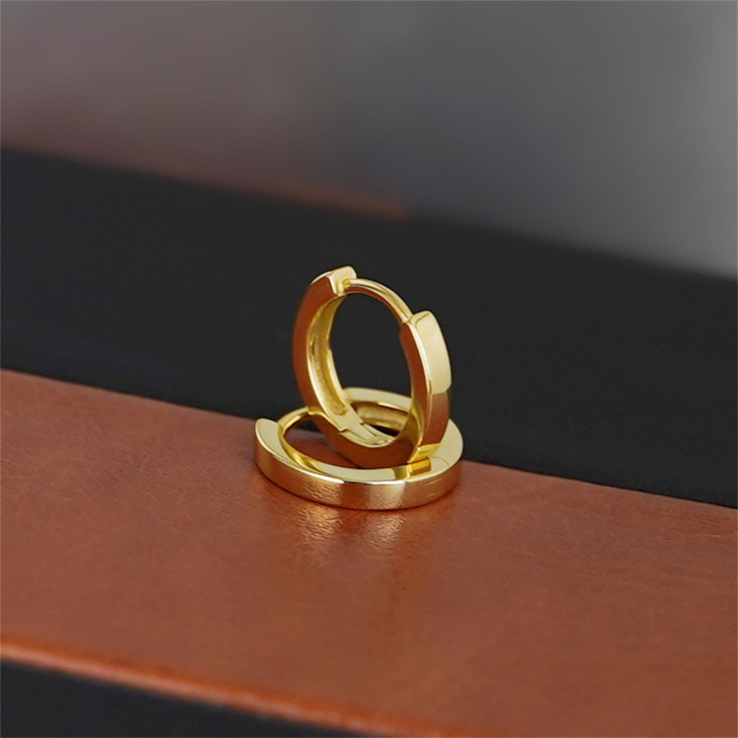 10mm Cuff Hoop Earrings with 2mm Band in 18K Gold Plated Sterling Silver