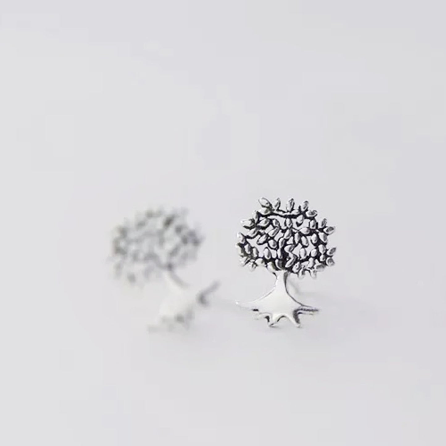Sterling Silver Oxidized Retro Tree Of Life Family Tree Stud Earrings - sugarkittenlondon