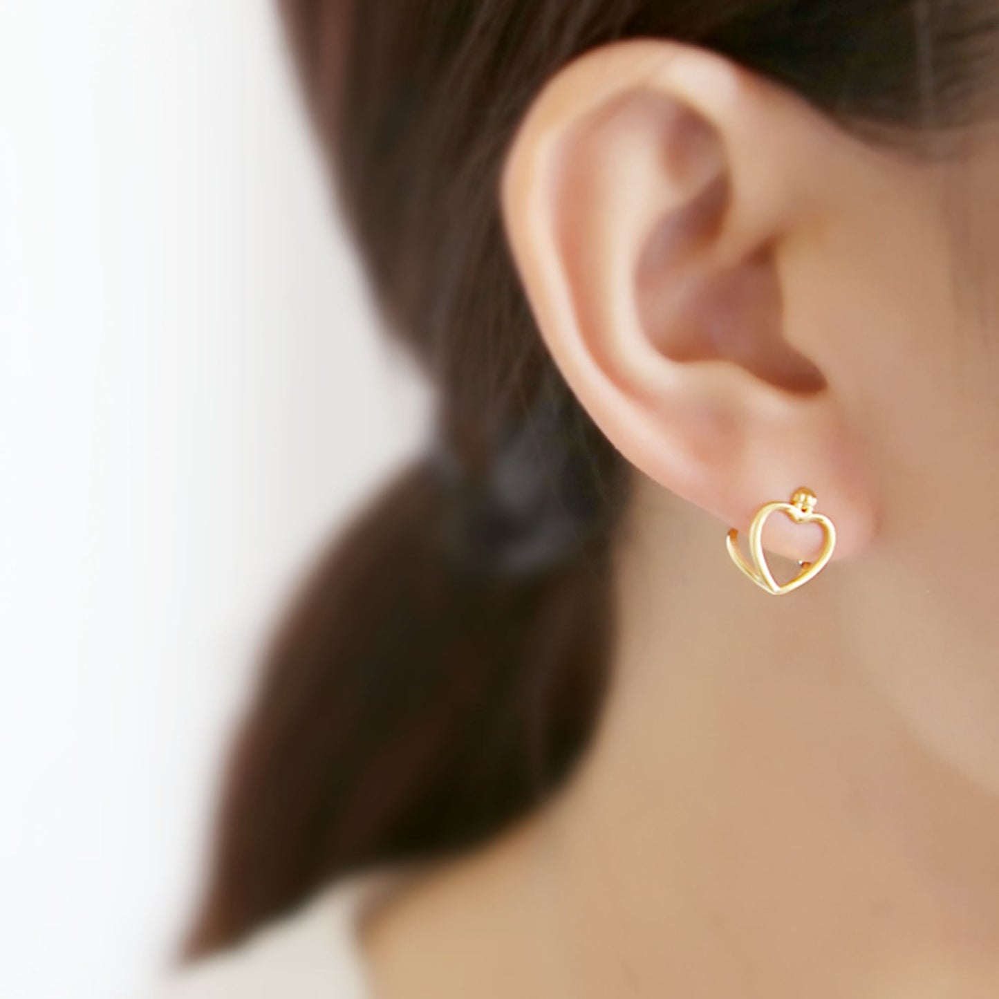 18K Gold Plated Sterling Silver Love Heart Creole Hoop Jacket Earrings
