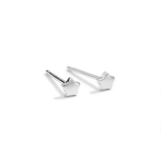 Rhodium on Sterling Silver 3.3mm MINI Star Polished Shine Bright Stud Earrings - sugarkittenlondon