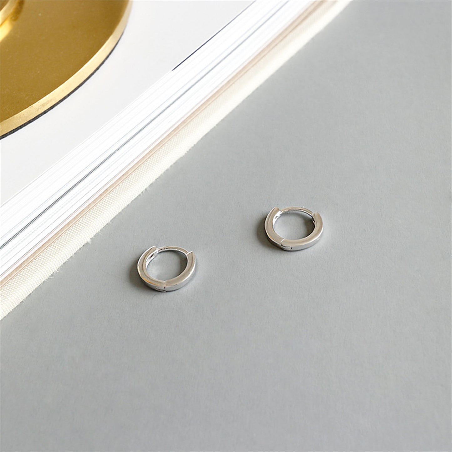 925 Sterling Silver Huggie Hoop Earrings with 1.7mm Thin Band and 6.5mm Diameter