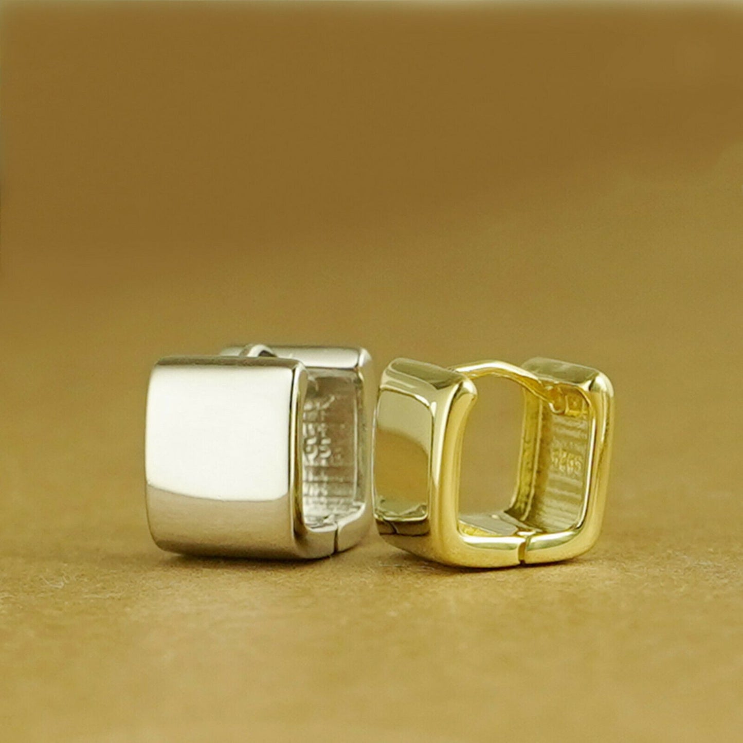 925 Sterling Silver Square Hoop Earrings with Rhodium Finish