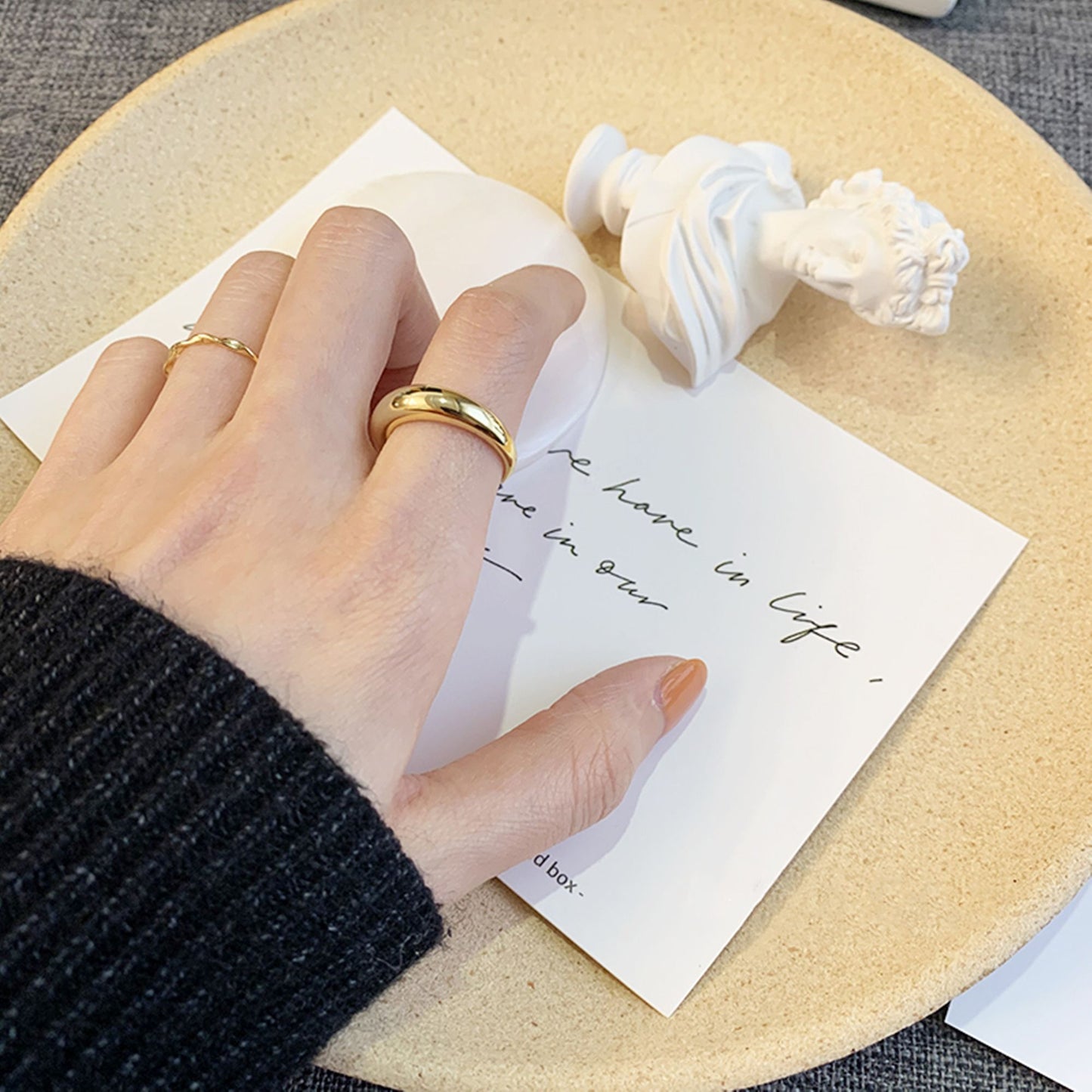 Sterling Silver Shinny Dome Slice Huggie Circle Round Open Band Ring 2 Tones - sugarkittenlondon