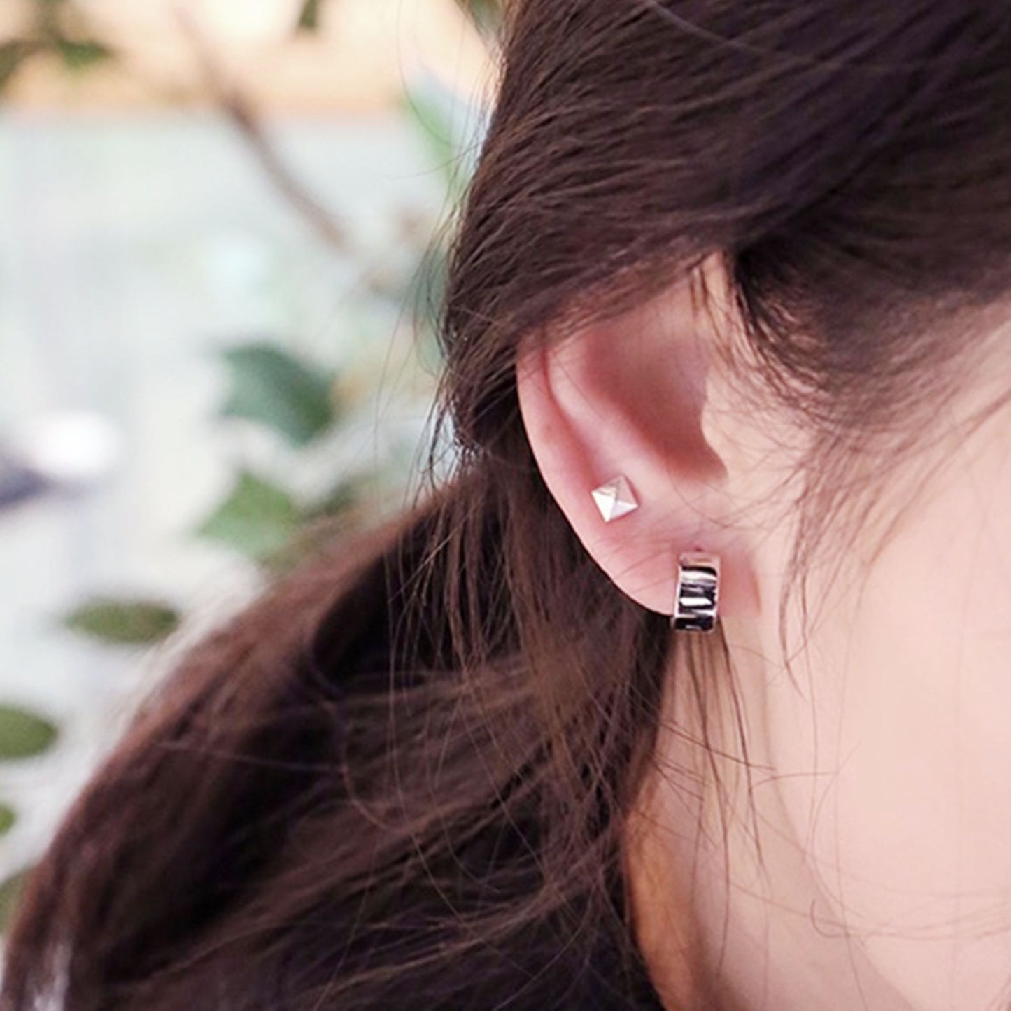 7mm Sterling Silver Rhodium-Plated Huggie Hoop Earrings for Women and Men