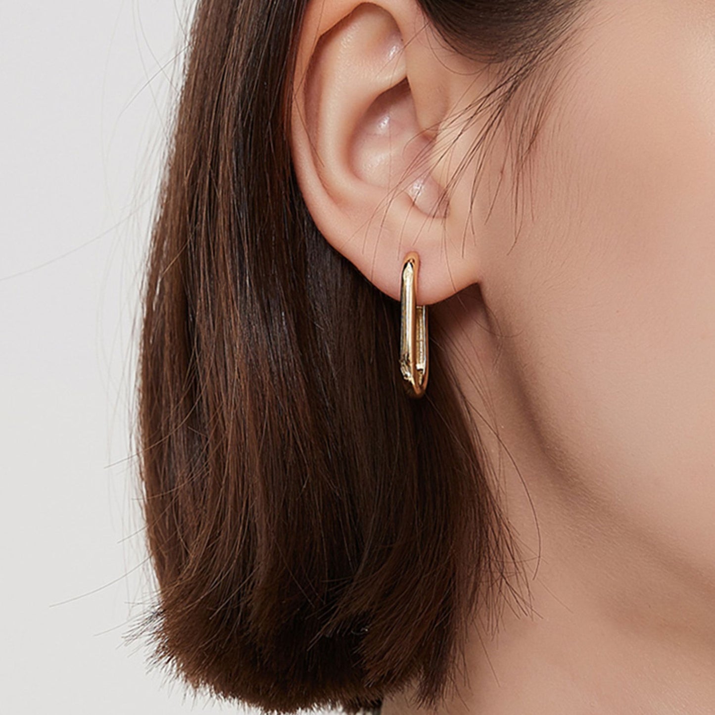 26mm 18K Gold Oval Hoop Earrings with Sterling Silver Backing