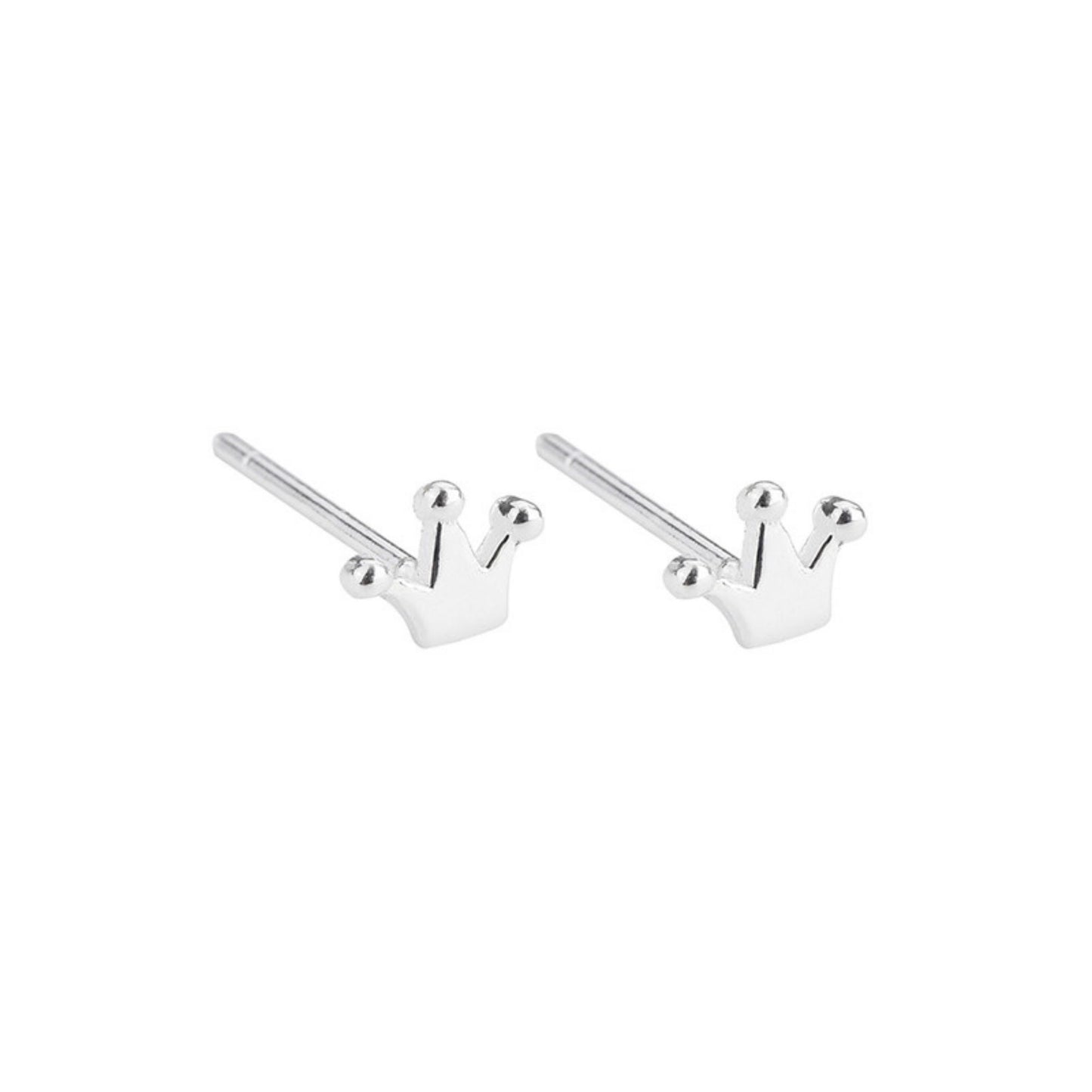 Sterling Silver Mini Crown Stud Earrings - sugarkittenlondon