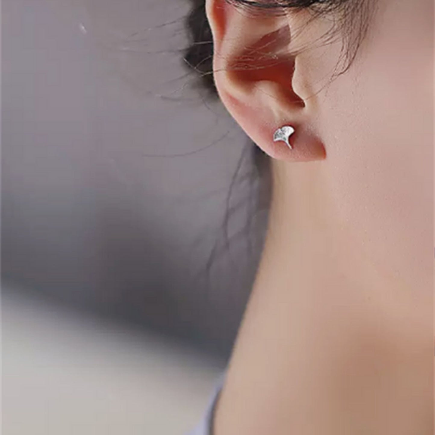 Fine Silver 999 Ginkgo Leaf Stud Earrings - sugarkittenlondon