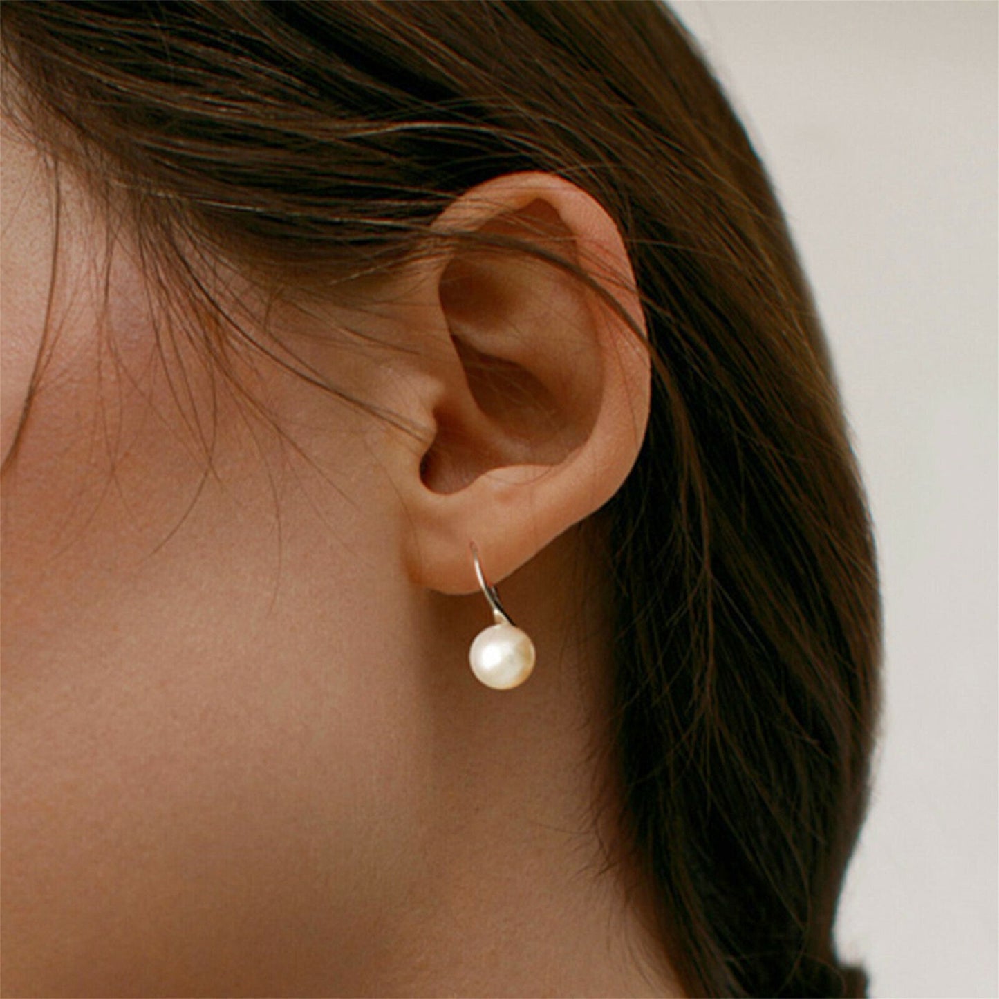 Freshwater Pearl Earrings in Sterling Silver with Near-Round 8mm-10mm Pearls