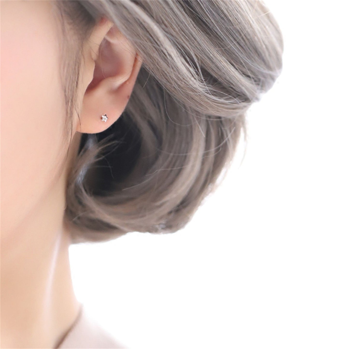 Sterling Silver Mini Shine Bright Puffy Star Piercing Stud Earrings Boxed - sugarkittenlondon