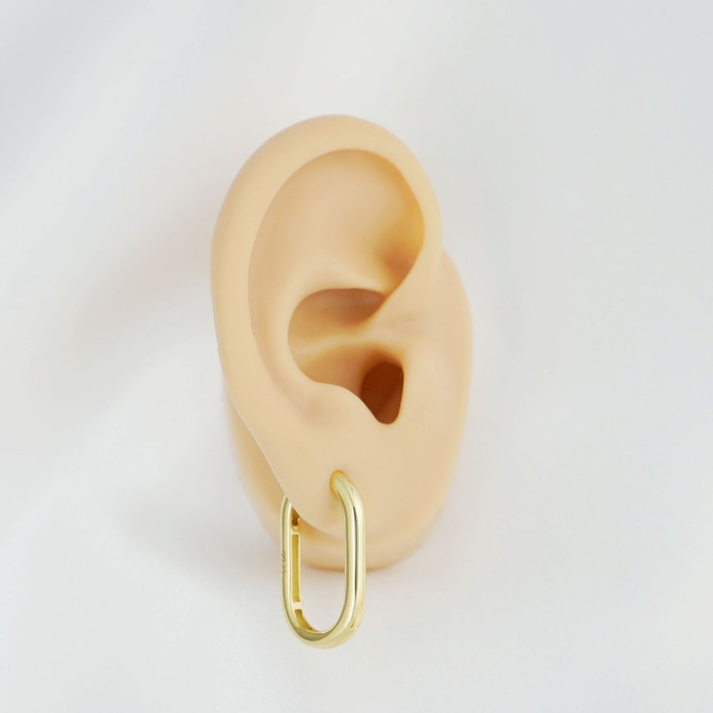 26mm 18K Gold Oval Hoop Earrings with Sterling Silver Backing