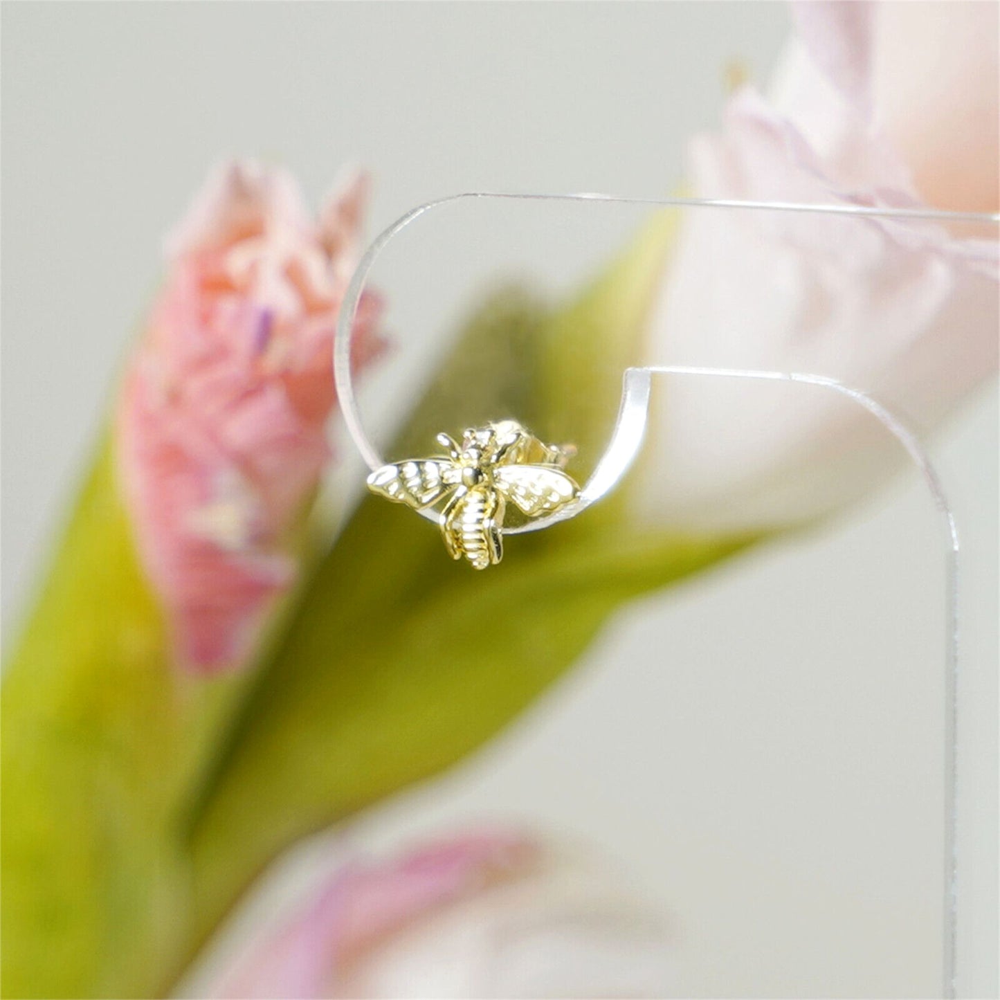 18K Gold on Sterling Silver Mini Honey Bee Stud Earrings - sugarkittenlondon