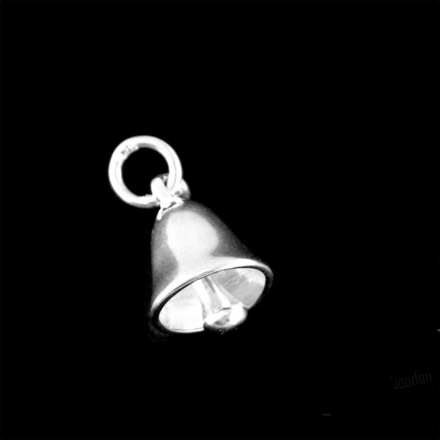 Sterling Silver 3D Jingle Bell Hollow & Solid Bell Pendant Charm