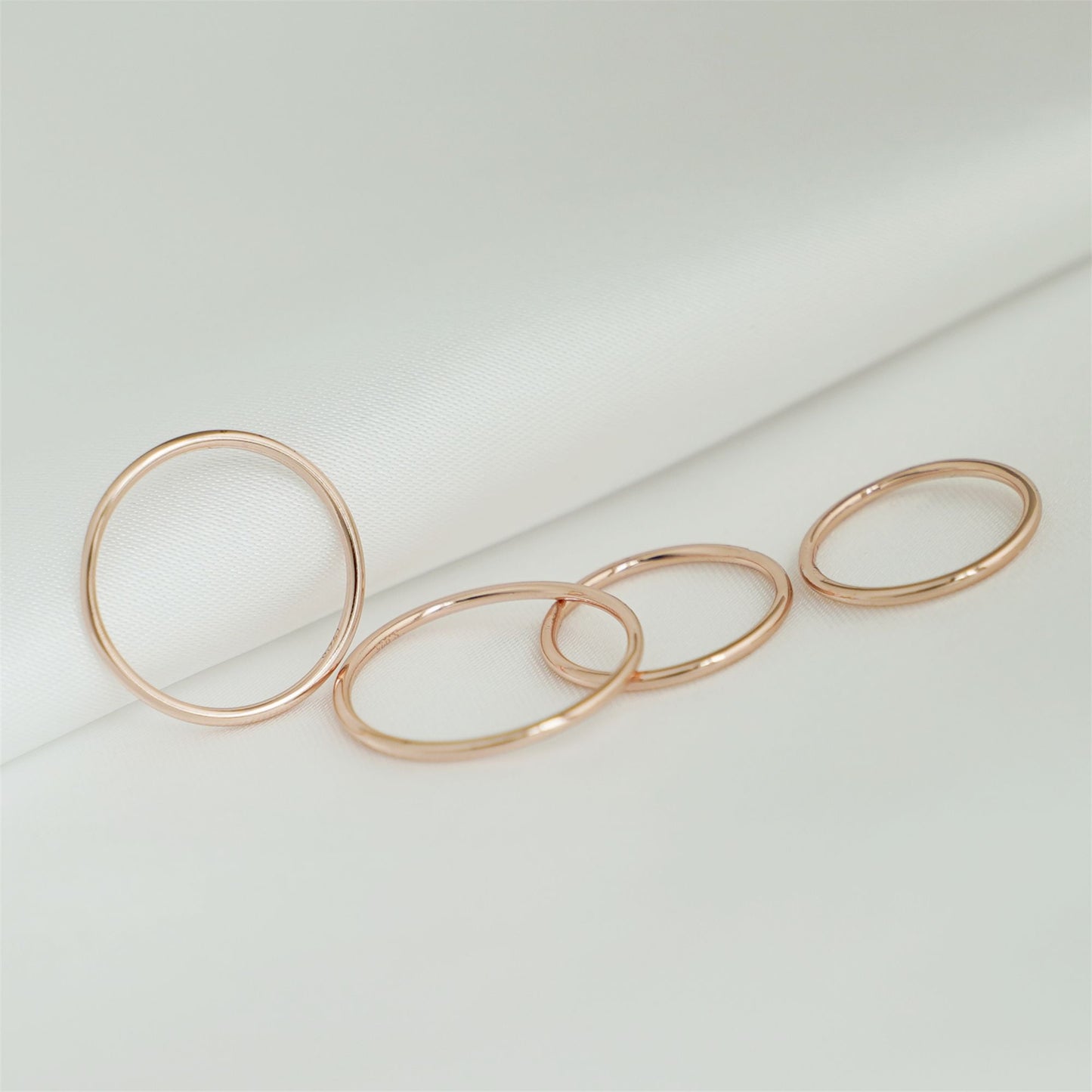 1.2mm Rose Gold on Sterling Silver Skinny Round Band Stacking Ring F - R - sugarkittenlondon