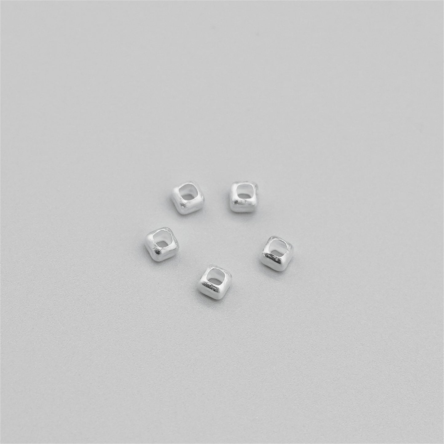 925 Sterling Silver 3mm Cube Charm pendant Beads , for Bracelets, Necklaces, and More