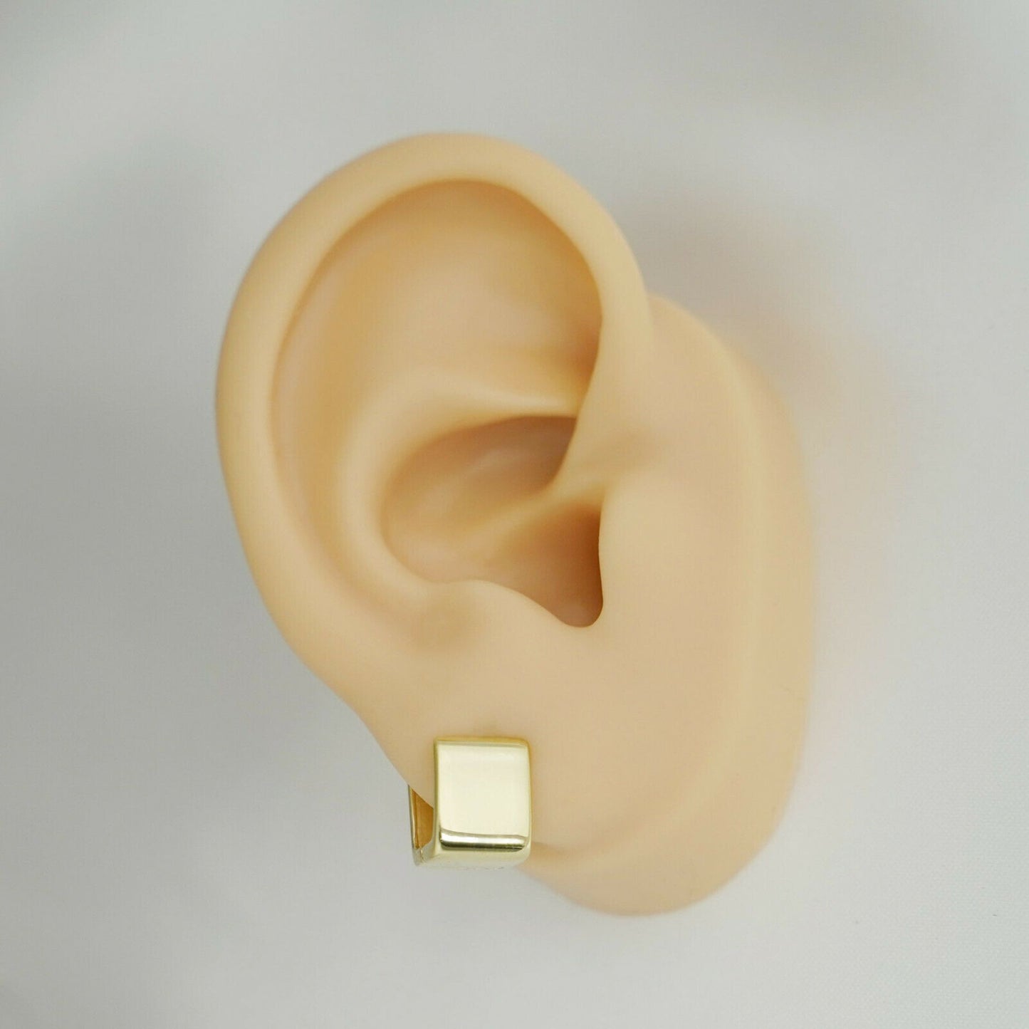Huggie Drop Earrings with Square Cube Design in 18K Gold-plated Sterling Silver