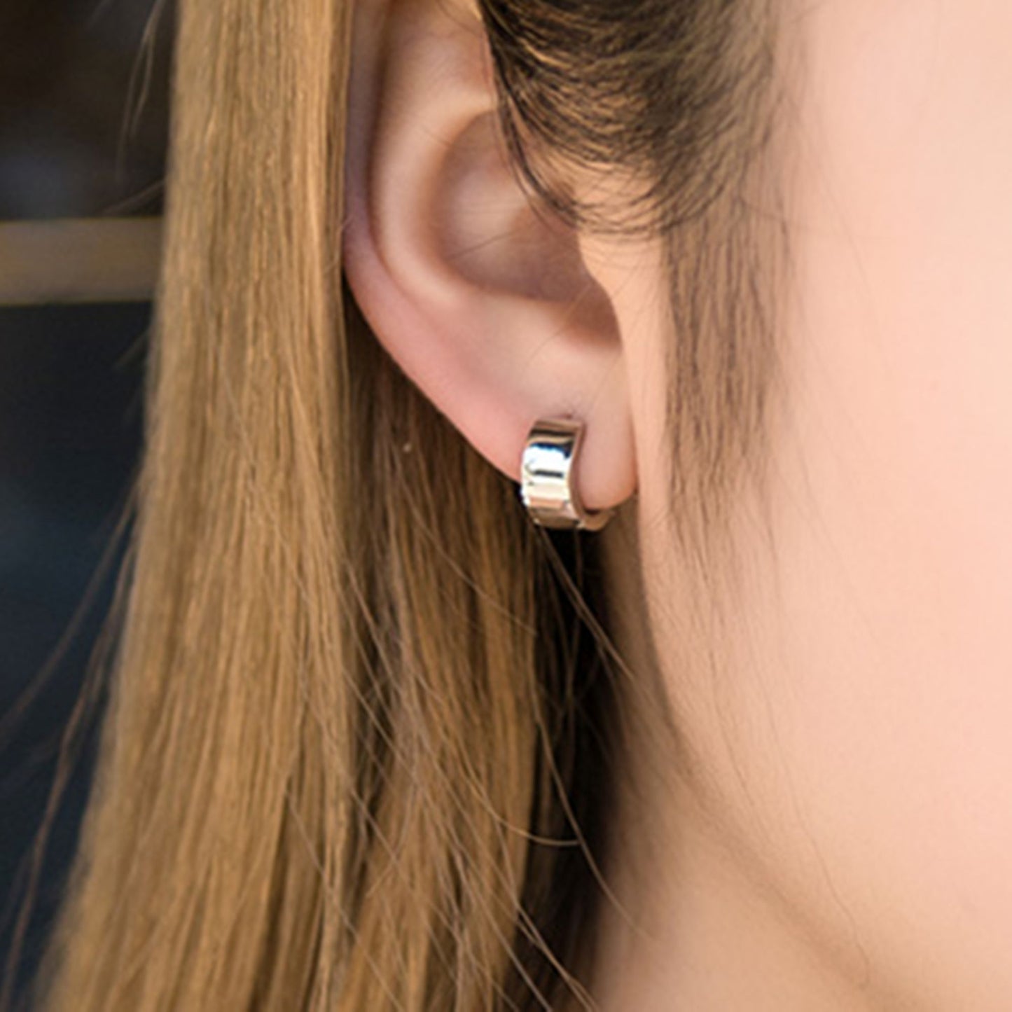 7mm Sterling Silver Rhodium-Plated Huggie Hoop Earrings for Women and Men