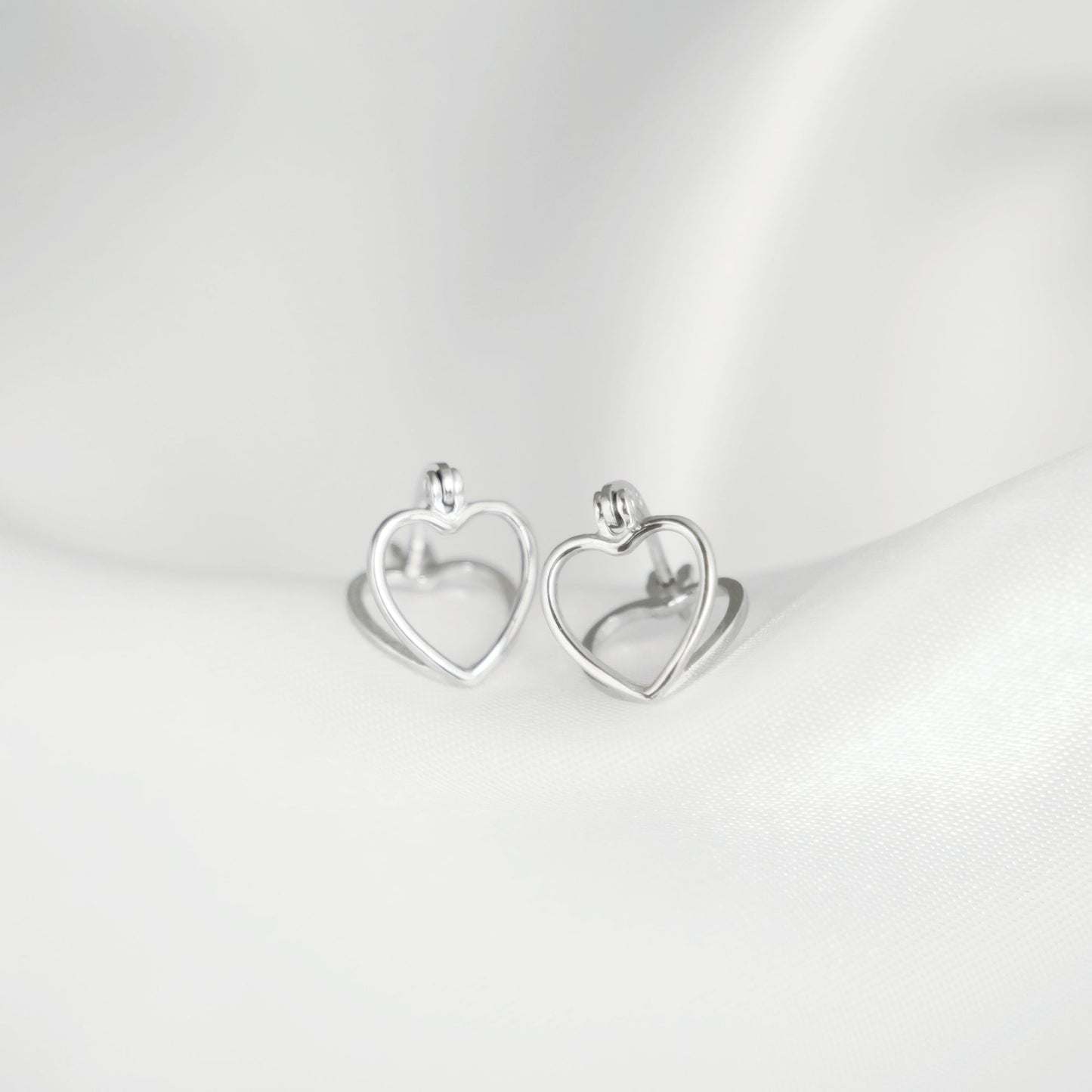 925 Sterling Silver Double Sided Love Heart Creole Huggie Jacket Earrings